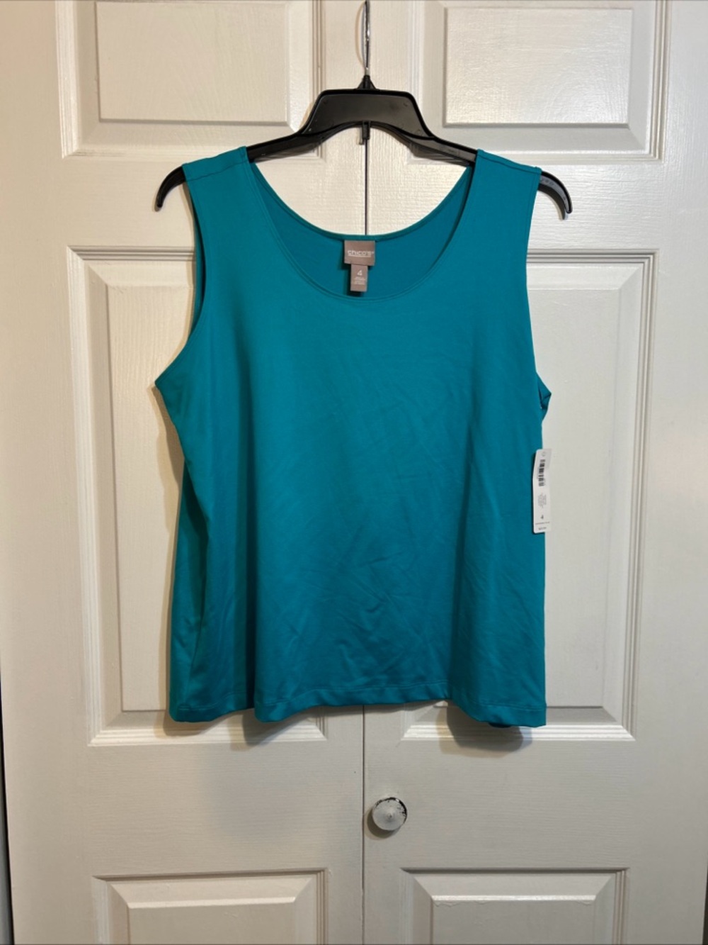 6/28/26,NWT Chico's Microfeel Timeless Sleeveless Tank Top Blue Grass  Size 4 (U